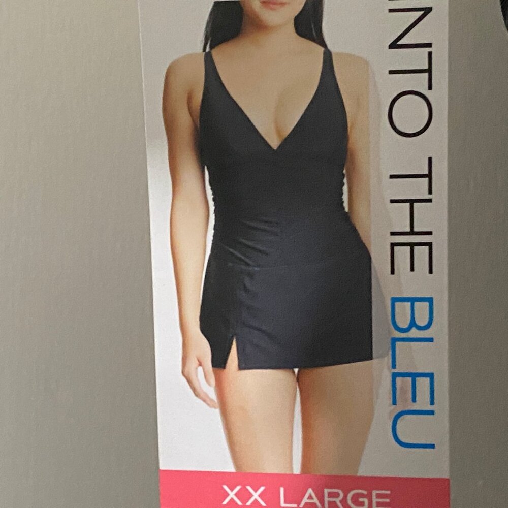 (8) - New $116 Into The Bleu Amerex Slim 1 Piece Swim Dress Skirted Suit XXL 2XL